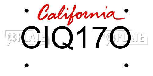 CIQ17O California License Plate
