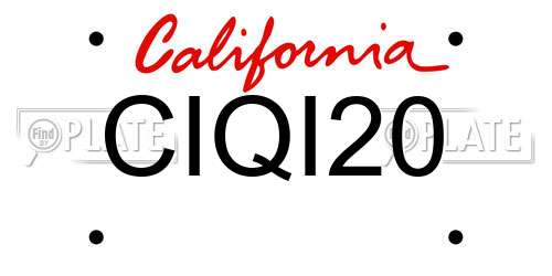 CIQI20 California License Plate