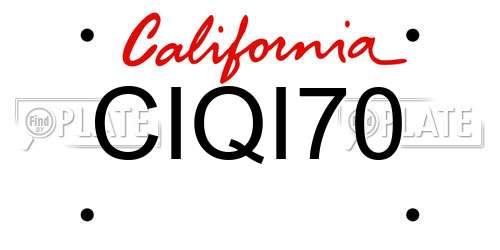 CIQI70 California License Plate