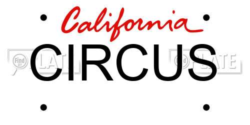 CIRCUS California License Plate