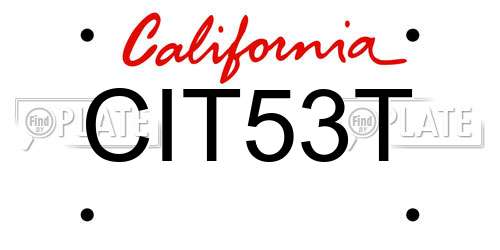 CIT53T California License Plate