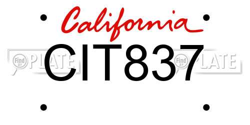 CIT837 California License Plate