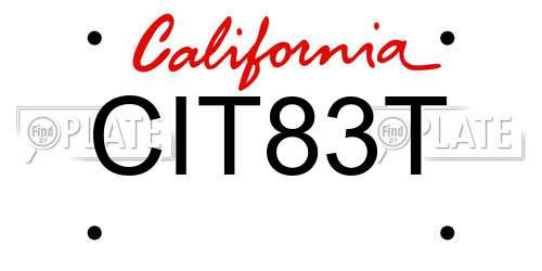 CIT83T California License Plate