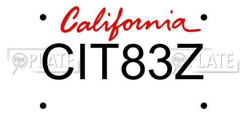 CIT83Z California License Plate