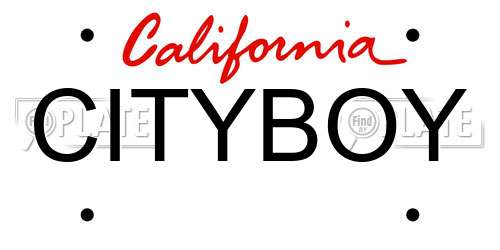 CITYBOY California License Plate