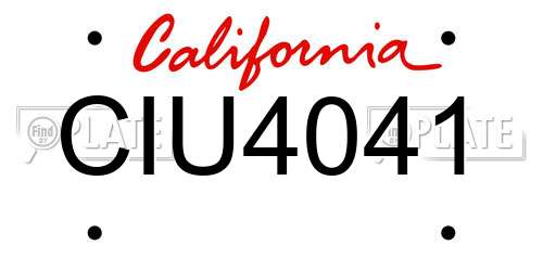 CIU4041 California License Plate