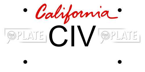 CIV California License Plate