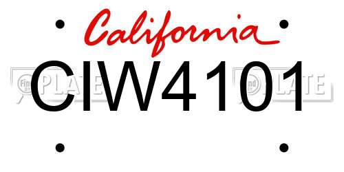 CIW4101 California License Plate