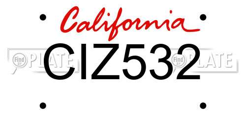 CIZ532 California License Plate