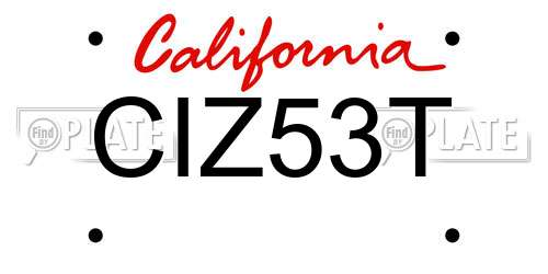 CIZ53T California License Plate