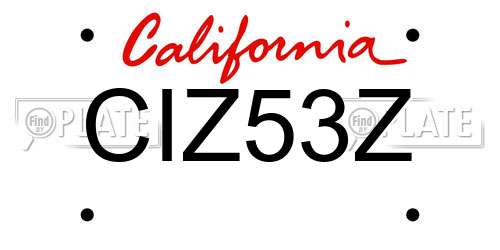 CIZ53Z California License Plate