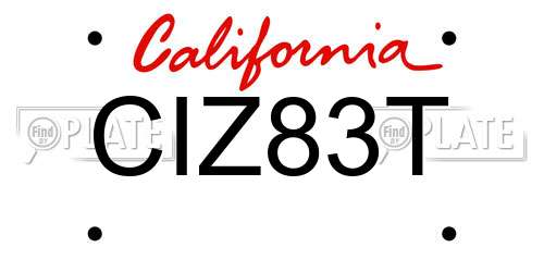 CIZ83T California License Plate