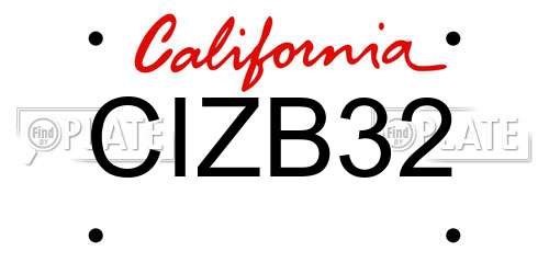 CIZB32 California License Plate