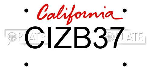 CIZB37 California License Plate
