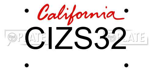 CIZS32 California License Plate