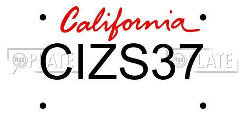 CIZS37 California License Plate