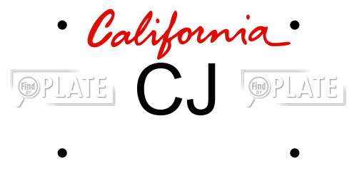 CJ California License Plate