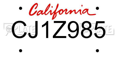 CJ1Z985 California License Plate