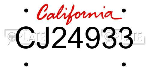 CJ24933 California License Plate