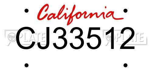 CJ33512 California License Plate