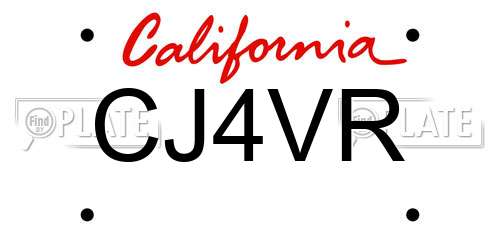 CJ4VR California License Plate