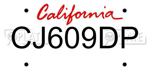 CJ609DP California License Plate