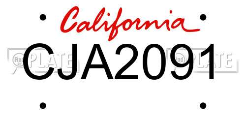 CJA2091 California License Plate