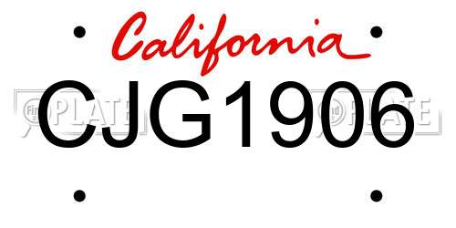CJG1906 California License Plate
