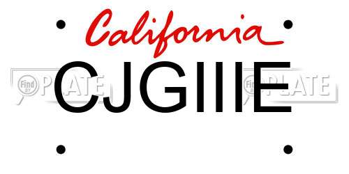 CJGIIIE California License Plate