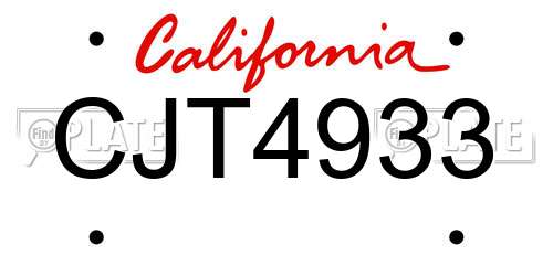 CJT4933 California License Plate