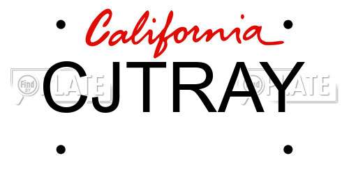 CJTRAY California License Plate