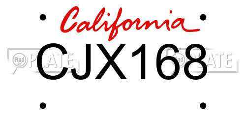CJX168 California License Plate