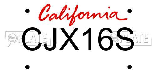 CJX16S California License Plate