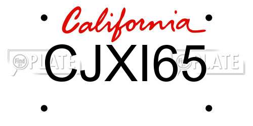 CJXI65 California License Plate