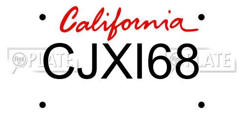 CJXI68 California License Plate