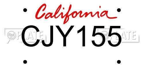 CJY155 California License Plate