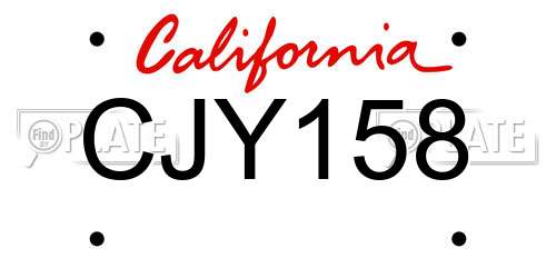 CJY158 California License Plate