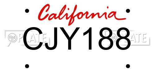 CJY188 California License Plate