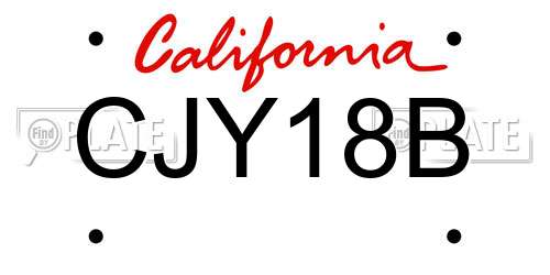 CJY18B California License Plate