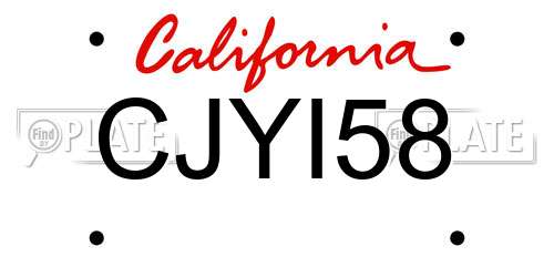 CJYI58 California License Plate
