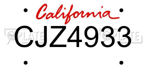 CJZ4933 California License Plate