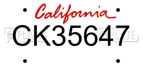CK35647 California License Plate