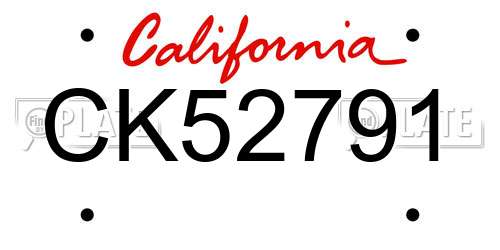 CK52791 California License Plate