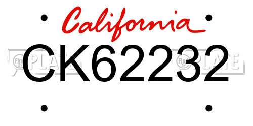 CK62232 California License Plate