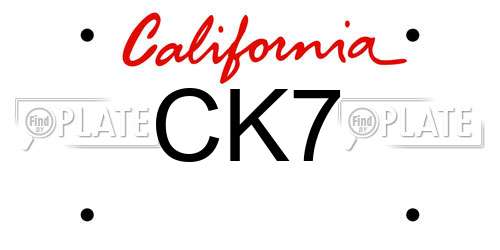 CK7 California License Plate
