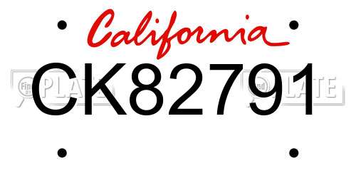 CK82791 California License Plate