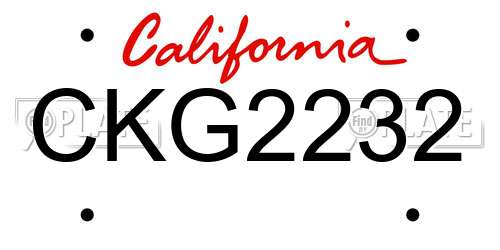 CKG2232 California License Plate