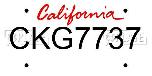 CKG7737 California License Plate