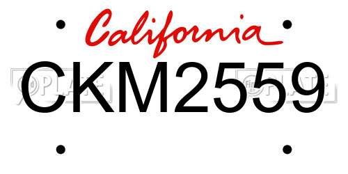 CKM2559 California License Plate