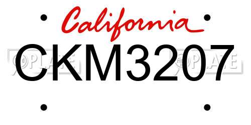 CKM3207 California License Plate